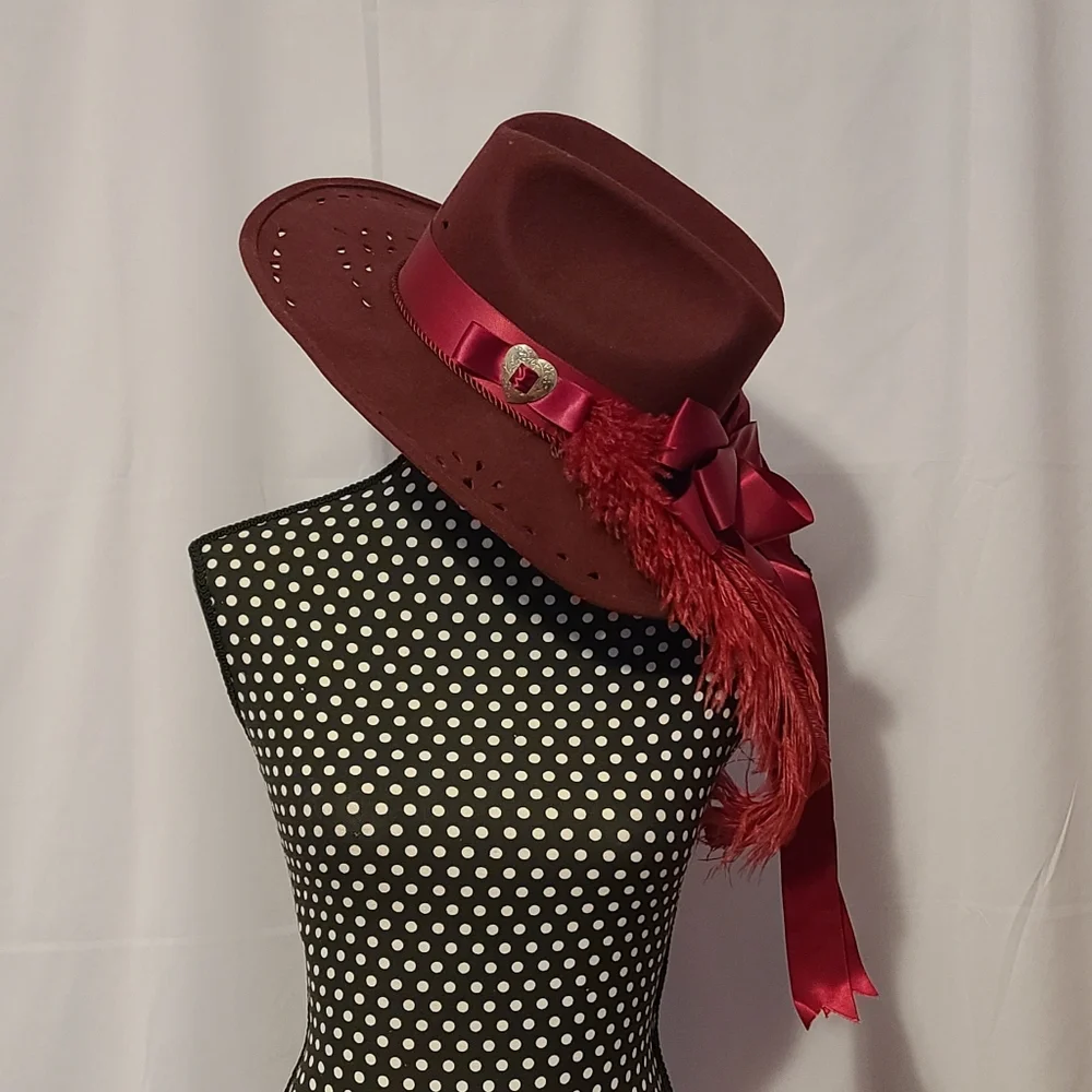 Hat She's A Lady Nancy Hughes Hat Co. 100% Wool Dark Burgundy
